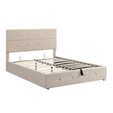 Hearth and Haven Upholstered Platform Bed with Underneath Storage, Queen Size, Beige SM001011AAA