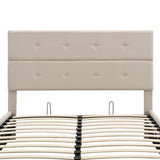 Hearth and Haven Cosmos Full Size Button Tufted Platform Bed with Underneath Storage, Beige SM001010AAA