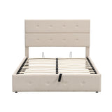 Hearth and Haven Cosmos Full Size Button Tufted Platform Bed with Underneath Storage, Beige SM001010AAA