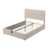 Hearth and Haven Cosmos Full Size Button Tufted Platform Bed with Underneath Storage, Beige SM001010AAA