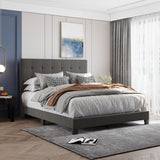 Hearth and Haven Zenithal Queen Size Platform Bed with Button Tufted Headboard, Grey WF280787AAE