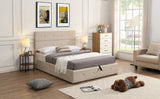 Hearth and Haven Cosmos Full Size Button Tufted Platform Bed with Underneath Storage, Beige SM001010AAA