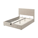 Hearth and Haven Upholstered Platform Bed with Underneath Storage, Queen Size, Beige SM001011AAA