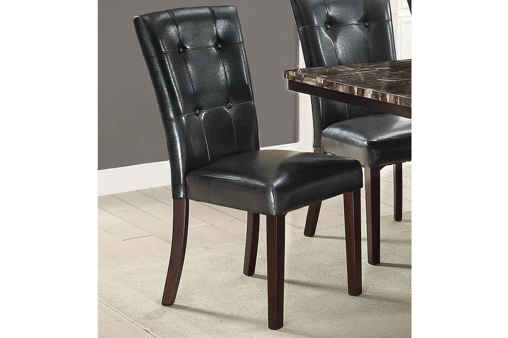 English Elm Modern Parson Chairs Plush Black Faux Leather Tufted Dining Side Chairs Set of 2, Espresso Trimmed Elegance HSESF00F1750