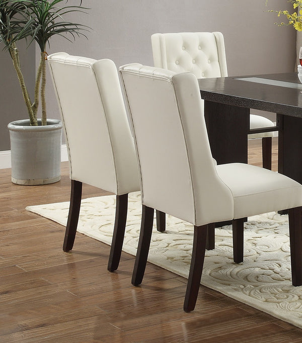 English Elm Contemporary Rectangular Dining Table Set 7pc with 18" Expandable Leaf, Faux Leather Chairs, Warm Finish Espresso+White 40 L x 22 W x 18 H B011S01098