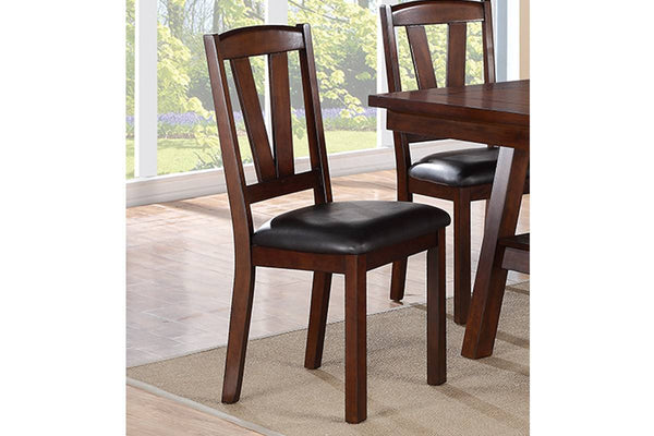 English Elm Dark Walnut V-Back Dining Chairs Set of 2 - Upholstered Faux Leather Cushions, Solid Birch Veneer Finish HSESF00F1331