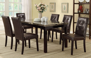 English Elm Set of 2 Button-tufted Parsons Dining Chairs in Dark Brown Faux Leather Upholstery HSESF00F1078