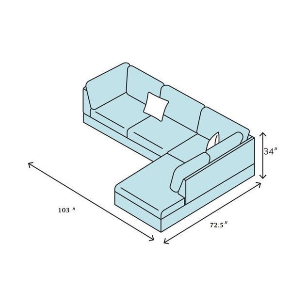 English Elm 3 Piece Modern Sectional Set with Faux Leather Upholstery and Multifunctional Ottoman M091B