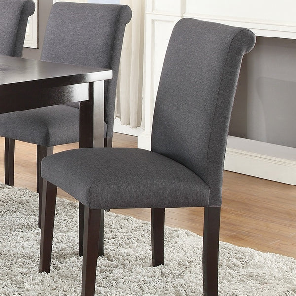 English Elm Transitional Blue Gray Polyfiber Parson Chairs Set of 2 — Padded Seat, Stitch Detail, Espresso Legs, Durable Upholstery HSESF00F1543