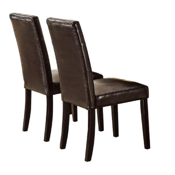 English Elm Set of 2 Button-tufted Parsons Dining Chairs in Dark Brown Faux Leather Upholstery HSESF00F1078