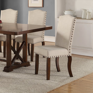 English Elm Classic Contemporary 7pc Dining Set with Extendable Leaf and Upholstered Nailhead Side Chairs, Elegant Finish Cherry 29 L x 30 W x 10 H B011S01792
