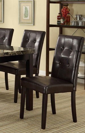 English Elm Set of 2 Button-tufted Parsons Dining Chairs in Dark Brown Faux Leather Upholstery HSESF00F1078