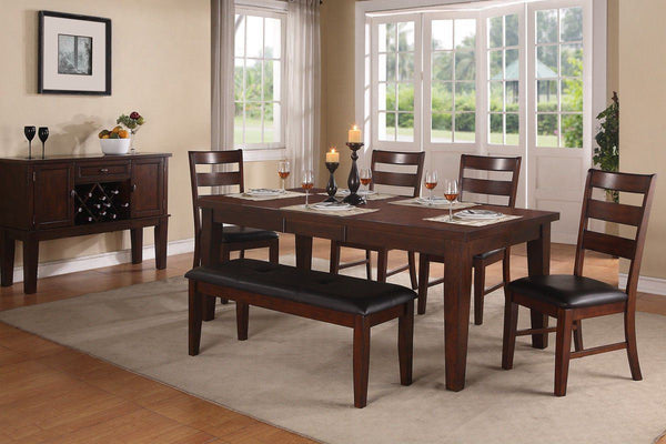 English Elm Antique Solid Wood Dining Chairs Set of 2 with Ladder Back and Padded Dark Chocolate Faux Leather Seats Walnut 12 L x 19 W x 41 H HSESF00F1283