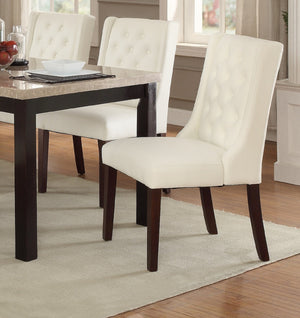 English Elm Modern Faux Leather White Tufted Parson Dining Chairs Set of 2 — Diamond Button Back, Cushioned Seats, Durable Birch Frame HSESF00F1503