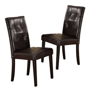 English Elm Set of 2 Button-tufted Parsons Dining Chairs in Dark Brown Faux Leather Upholstery HSESF00F1078
