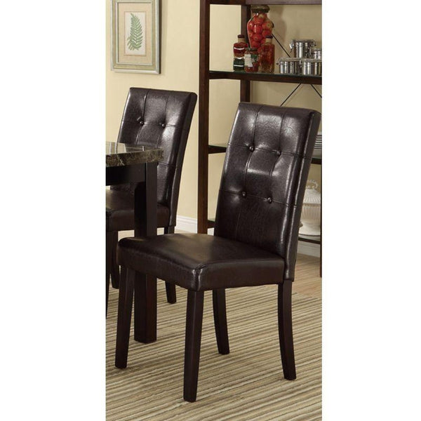 English Elm Set of 2 Button-tufted Parsons Dining Chairs in Dark Brown Faux Leather Upholstery HSESF00F1078