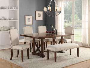 English Elm Classic Cream Upholstered Dining Chairs Set of 2 — Nailhead Trim, Solid Rubberwood Legs, Cushioned Comfort for Entertaining HSESF00F1546