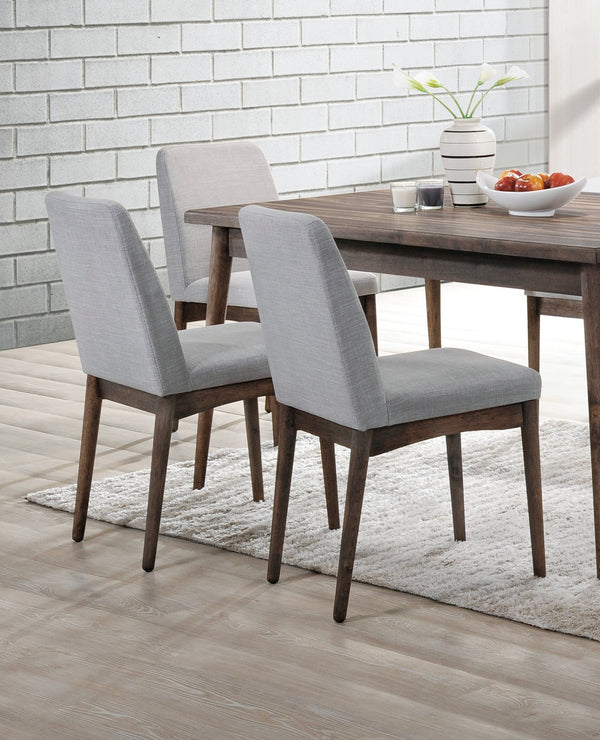 English Elm Modern 7pc Dining Set Ash Finish with Plush Upholstered Side Chairs Closed Back Comfort Design Walnut 63 L x 40 W x 7 H B011S01030