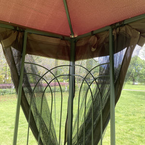 English Elm 13x10 Outdoor Gazebo Steel Frame Dual Roof Canopy with Removable Mesh Screen Panels W41933760