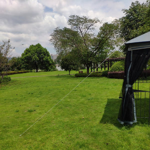 English Elm 13x10 Outdoor Gazebo with Vented Dual Roof Mesh Panels Steel Frame Backyard Shelter W41934252