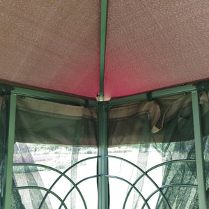 English Elm 13x10 Outdoor Gazebo Steel Frame Dual Roof Canopy with Removable Mesh Screen Panels W41933760