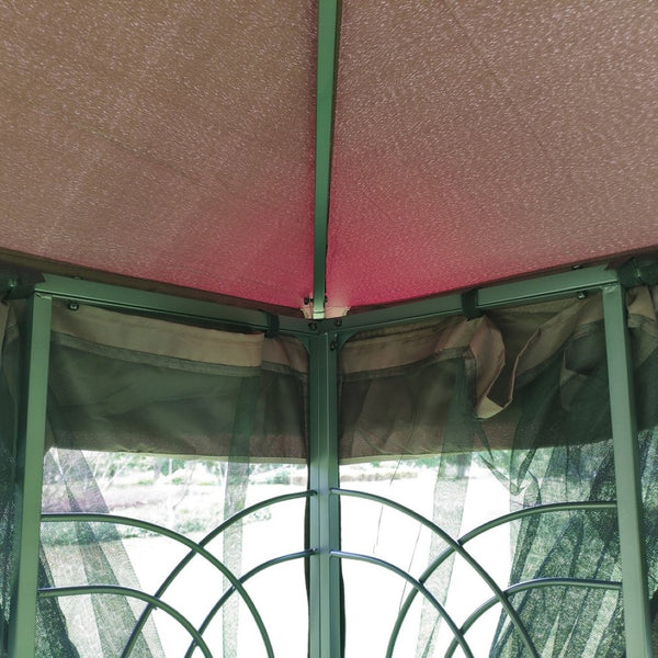 English Elm 13x10 Outdoor Gazebo Steel Frame Dual Roof Canopy with Removable Mesh Screen Panels W41933760
