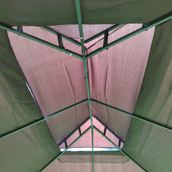 English Elm 13x10 Outdoor Gazebo Steel Frame Dual Roof Canopy with Removable Mesh Screen Panels W41933760