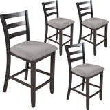 English Elm Trexm Set Of 4 Wooden Counter Height Dining Chair With Padded Chairs, Espresso