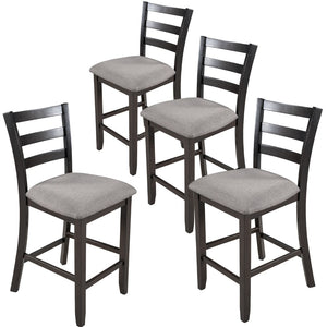 English Elm Trexm Counter Height Dining Set Rubberwood Spindle Chairs Gray Burlap Seats 5 Piece WF289107AAP