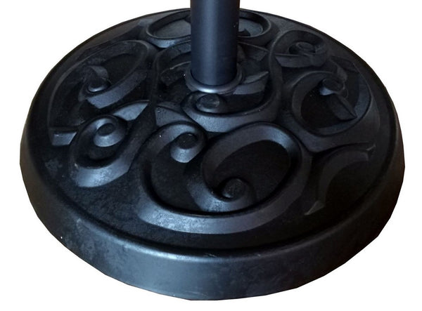 English Elm Resin Umbrella Base 35lb Black Aluminum Knob Secure Fit for 1.5"/1.89" Poles, Decorative Gunmetal Finish SJ-070