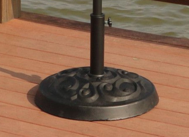 English Elm Resin Umbrella Base 35lb Black Aluminum Knob Secure Fit for 1.5"/1.89" Poles, Decorative Gunmetal Finish SJ-070