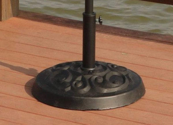 English Elm Resin Umbrella Base 35lb Black Aluminum Knob Secure Fit for 1.5"/1.89" Poles, Decorative Gunmetal Finish SJ-070