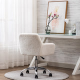 Hearth and Haven Faux Fur Swivel Chair Height Adjustable, White W21228454