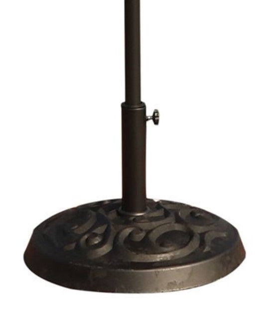 English Elm Resin Umbrella Base 35lb Black Aluminum Knob Secure Fit for 1.5"/1.89" Poles, Decorative Gunmetal Finish SJ-070