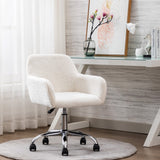 Hearth and Haven Faux Fur Swivel Chair Height Adjustable, White W21228454