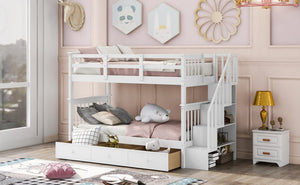 English Elm Stairway Twin Over Bunk Bed with Stair Storage for Kids Bedroom Espresso LT000309AAK-1