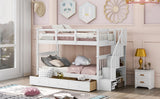 Hearth and Haven Wendell Twin over Twin Bunk Bed with Three Drawers, White