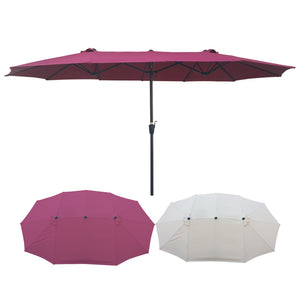 English Elm 15Ftx9FtDouble-Sided Extra Large Oval Patio Umbrella 180"x108" Waterproof Crank Lift UV40+ Wind Vent Durable Steel Frame Shade W65627935