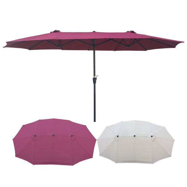 English Elm 15Ftx9FtDouble-Sided Extra Large Oval Patio Umbrella 180"x108" Waterproof Crank Lift UV40+ Wind Vent Durable Steel Frame Shade W65627935