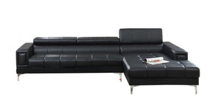 English Elm Black Extra Large Bonded Leather Ottoman 66"x33"x17" Cube Pattern Faux Leather Seating with Metal Legs, 1pc - Modern Sectional Accent Piece HSESF00F7228