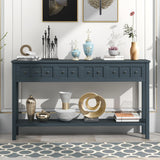 Hearth and Haven Trexm Rustic Entryway Console Table, 60" Long Sofa Table with Two Different Size Drawers and Bottom Shelf For Storage WF281290AAM