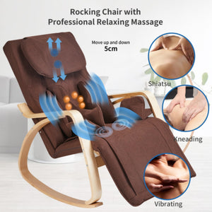 English Elm Full Body Massage Rocking Lounge Chair Cotton Upholstered with Six Modes and Heat W31135544