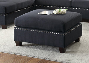 English Elm 3-pcs Reversible Sectional Sofa Set with Ottoman, Bonded Leather or Linen-Look, Oversized Cushions Spacious Comfort F6974-ID-AHD