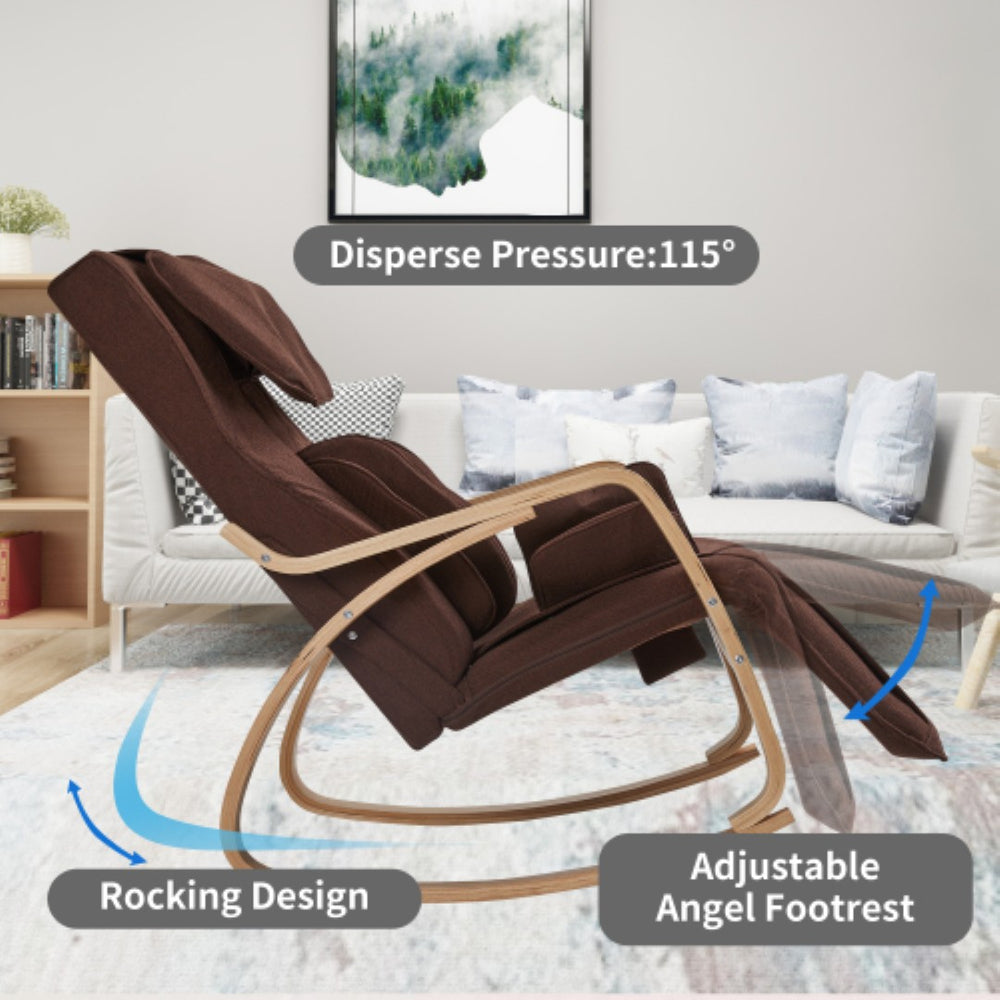 English Elm Full Body Massage Rocking Lounge Chair Cotton Upholstered with Six Modes and Heat W31135544
