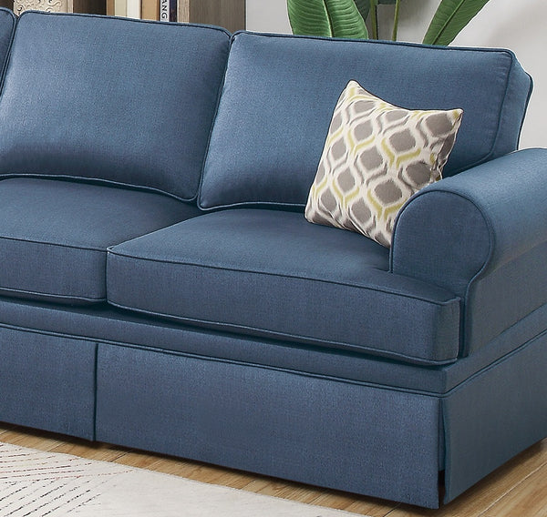 English Elm 2pc Rolled-Arm Sofa and Loveseat Set with Accent Pillows — Cozy Fabric, Sturdy Frame, Charcoal Beige Blue F6443-ID-AHD