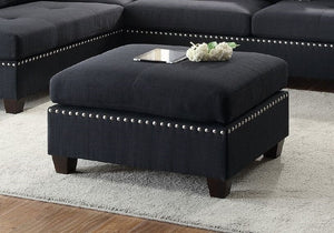 English Elm 3-pcs Reversible Sectional Sofa Set with Ottoman, Bonded Leather or Linen-Look, Oversized Cushions Spacious Comfort F6974-ID-AHD