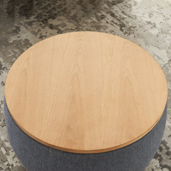 English Elm Round Linen Storage Ottoman with Removable Lid for Living Room or Bedroom Use W48735178