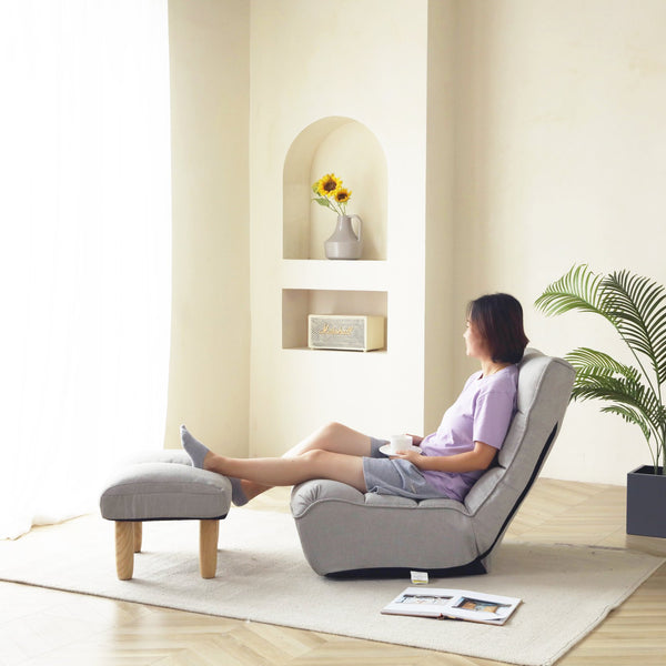 English Elm Lazy Adjustable Floor Gaming Sofa Chair with Armrests, Thick Padded Foldable Recliner for Reading Relaxation W244S00002