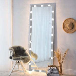 English Elm Hollywood Full Length LED Vanity Mirror with 3 Color Modes & Touch Control Silver 63"x24" Glamorous W70832319
