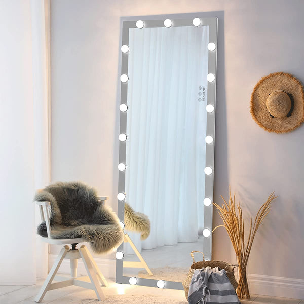 English Elm Hollywood Full Length LED Vanity Mirror with 3 Color Modes & Touch Control Silver 63"x24" Glamorous W70832319